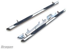 To Fit 2014 - 2017 Volkswagen Crafter MWB Side Bars Tapered Ends + Step Pads x4