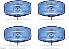 4x 24v 9.5" Jumbo Oval Blue ABS Spot Lamp + LED Park Bulb