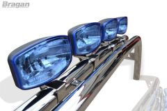 To Fit 2012 - 2016 Isuzu D Max Rodeo Sport Roll Bar + Blue Jumbo Spots + LEDs