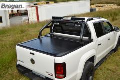 To Fit 2016+ Volkswagen Amarok Roll Bar + LED Bars + Beacon + Rollback Tonneau Cover - Black