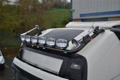 To Fit Pre 2015 MAN TGX XXL Cab Front Roof Light Bar Black Steel - Type B + Slim LEDs + Jumbo Spots