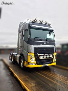 To Fit Volvo FH Series 2 & 3 Low Cab Steel Roof Light Bar + Spots x4 + Slim LEDs + Clear Lens Beacons x2