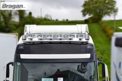To Fit Volvo FH Series 2 & 3 Low / Standard Sleeper Roof Bar + Jumbo Spots x6 + Clear Lens Beacon x2