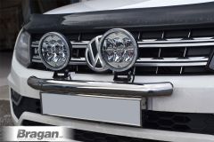 To Fit 10-16 VW Amarok Front Bumper Light Bar + Plate Holder + 7inches LED Spot