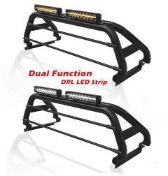 BLACK Sport Roll Bar + LEDs + Brake Light + 17" Night Blazer LED Light Bars + Rollback Tonneau Cover For Ford Ranger 2016-2023