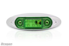 12 / 24v Green Chrome LED Marker Light