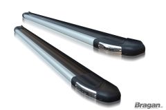 To Fit 2004 - 2015 Volkswagen Transporter T5 / Caravelle SWB Running Boards - Black with Aluminium Strip