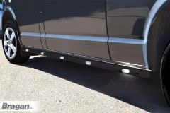 To Fit 2006 - 2014 Mercedes Sprinter SWB Black Side Bars Tubes + White LEDs