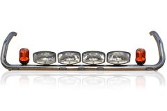 To Fit Pre 2009 Scania P, G, R Series Topline Roof Light Bar + Flush LEDs + Jumbo Spots x4 + Amber Lens Beacon x2