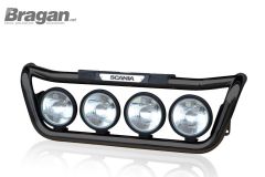 Grill Light Bar Type D - BLACK + Step Pad + Side LEDs For Scania P, G, R, 6 Series 2009+