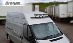 Roof Bar A1 + Jumbo Spots + White LEDs For Iveco Daily 1999 - 2006 Front Medium / High - BLACK