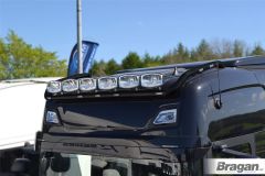 Roof Bar + Jumbo Oval Spot Lamps + White Flush LEDs + Amber Flush LEDs For Scania New Generation 2017+ R & S Series High Cab - BLACK