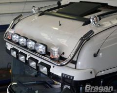 Roof Bar For Scania P, G, R Series Pre 2009 Highline + Flush LEDs + Jumbo LED Spots x6 + Clear Lens Beacon x2