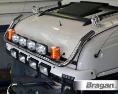 Roof Bar + Jumbo Spots + Flush LEDs + Amber Lens Beacon For Mercedes Actros MP5 19+ Giga Space