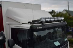 To Fit Mercedes Axor Low Cab Stainless Roof Light Bar A + Flush LEDs + Jumbo LED Spots x4 + Amber Lens Beacon x2 - BLACK