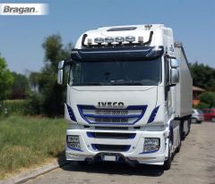 Roof Light Bar - BLACK + Slim LEDs + Jumbo Spots + Clear Beacon For Iveco Stralis Active Space Time