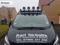 Roof Bar BLACK + Clamps + LEDs + Spots For Ford Transit Tourneo Custom 18+