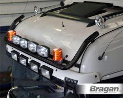 Roof Bar + LED Spots + Amber Beacons For Mercedes Actros MP5 2019+ Big Space - BLACK