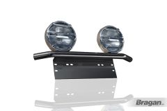 Number Plate Light Bar + 6" Chrome Round Spot Lamps x2 For Volkswagen Caddy 2021+ BLACK