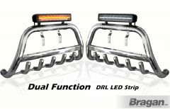 Bull Bar A Bar + 17.5'' LED Light Bar For Renault Trafic 2002 - 2014 with Detachable Center Logo Plate