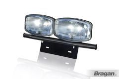 Number Plate Light Bar + Jumbo Spot Lamps x2 For Ford Focus Estate 2011+ - BLACK