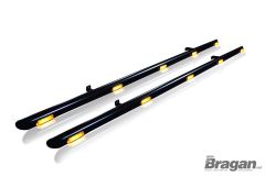 Black Side Bars  2" + Amber LEDs For Peugeot Partner LWB 2008 - 2016