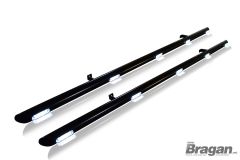 Black Side Bars 2" + White LEDs For Peugeot Partner LWB 2008 - 2016