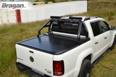 BLACK Roll Bar + LEDs + Brakelight + Rollback Tonneau For Ford Ranger 2016-2023