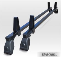 Steel Black Roof Rack Bars 2 Bar System + Load Stops For Fiat Doblo 2000 - 2010