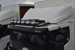To Fit Pre 2009 Scania P, G, R, Series Low / Day Cab Roof Light Bar + Flush LEDs + Jumbo LED Spots x4 + Amber Lens Beacon x2 - BLACK