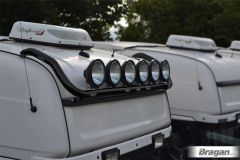 Roof Bar + LEDs + Round Spots For Scania PGR 6 Series Topline 2009+ - BLACK