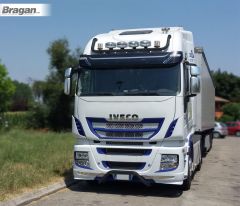 Roof Light Bar - BLACK + Jumbo Spots + Clear Beacons For Iveco Stralis Cube + Hi-Way Active Space Time