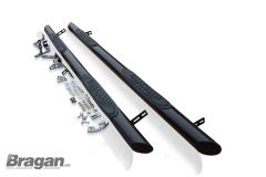 Side Bars For Vauxhall Opel Combo E 4 Step Pads Tapered Ends - 3” + White Flush LEDs - Type B - BLACK