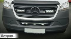 Front Grill Bar For Mercedes Sprinter 2018+ + White Flush LEDs x3 - BLACK