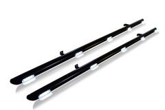 Black Side Bars 2" + White Flush LEDs For Peugeot Partner 2016 - 2019 - Without Mudflaps