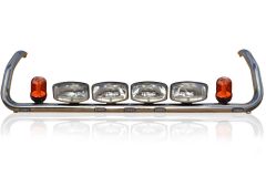 To Fit Pre 2009 Scania P, G, R Series Topline Roof Light Bar + Flush LEDs + Jumbo LED Spots x4 + Amber Lens Beacon x2